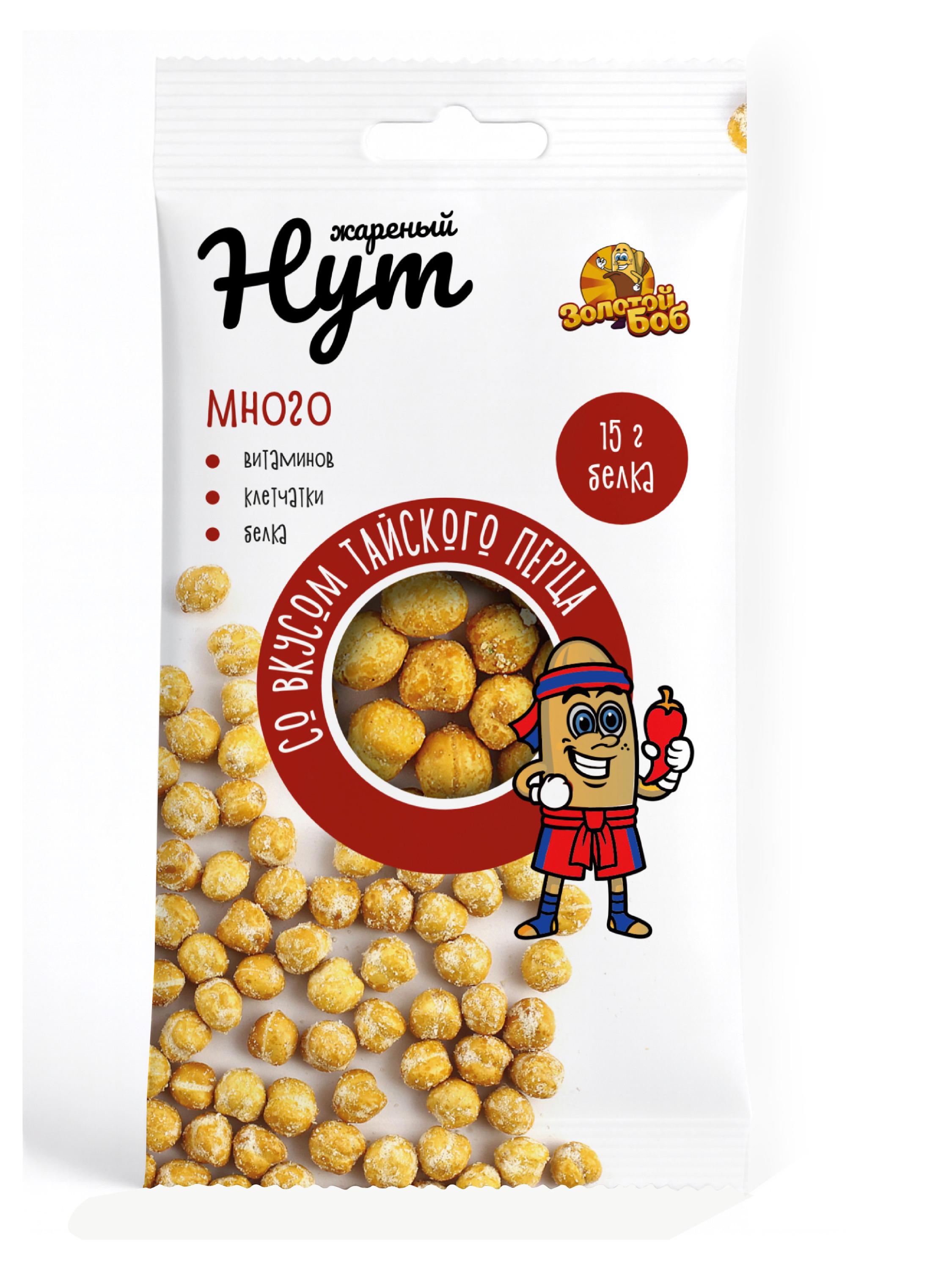 Нут жареный Золотой Боб со вкусом тайского перца, 50 г