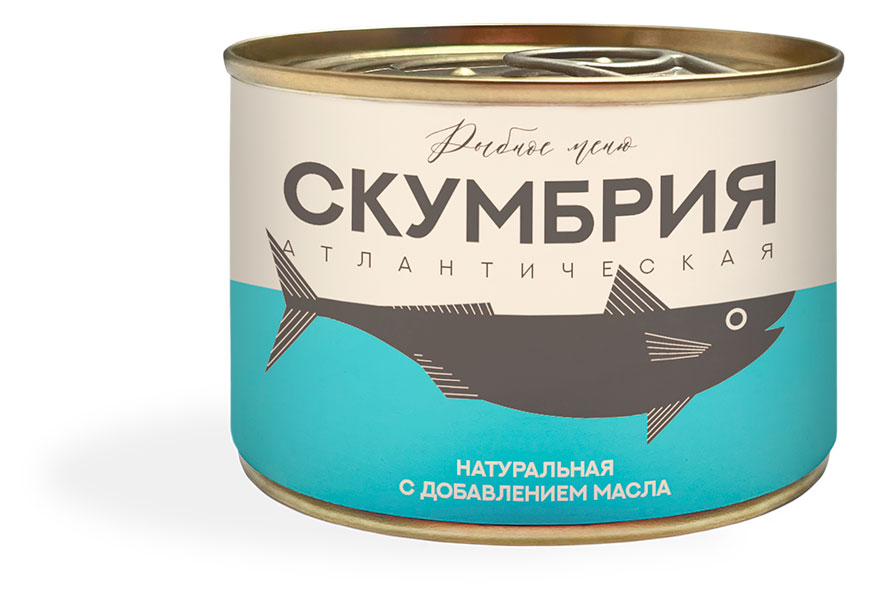 Скумбрия Рыбное меню атлантическая натуральная с добавлением масла, 250 г