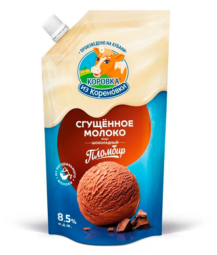 Молоко сгущенное Коровка из Кореновки с сахаром со вкусом Шоколадный пломбир 8,5% БЗМЖ, 270 г