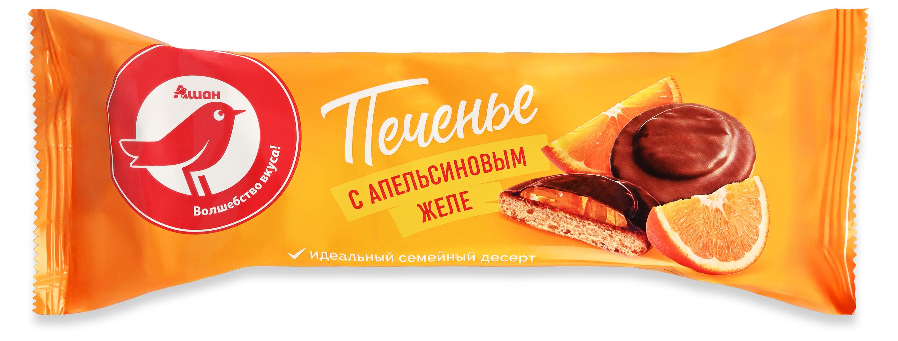 Печенье АШАН Красная птица с апельсиновым желе, 133 г