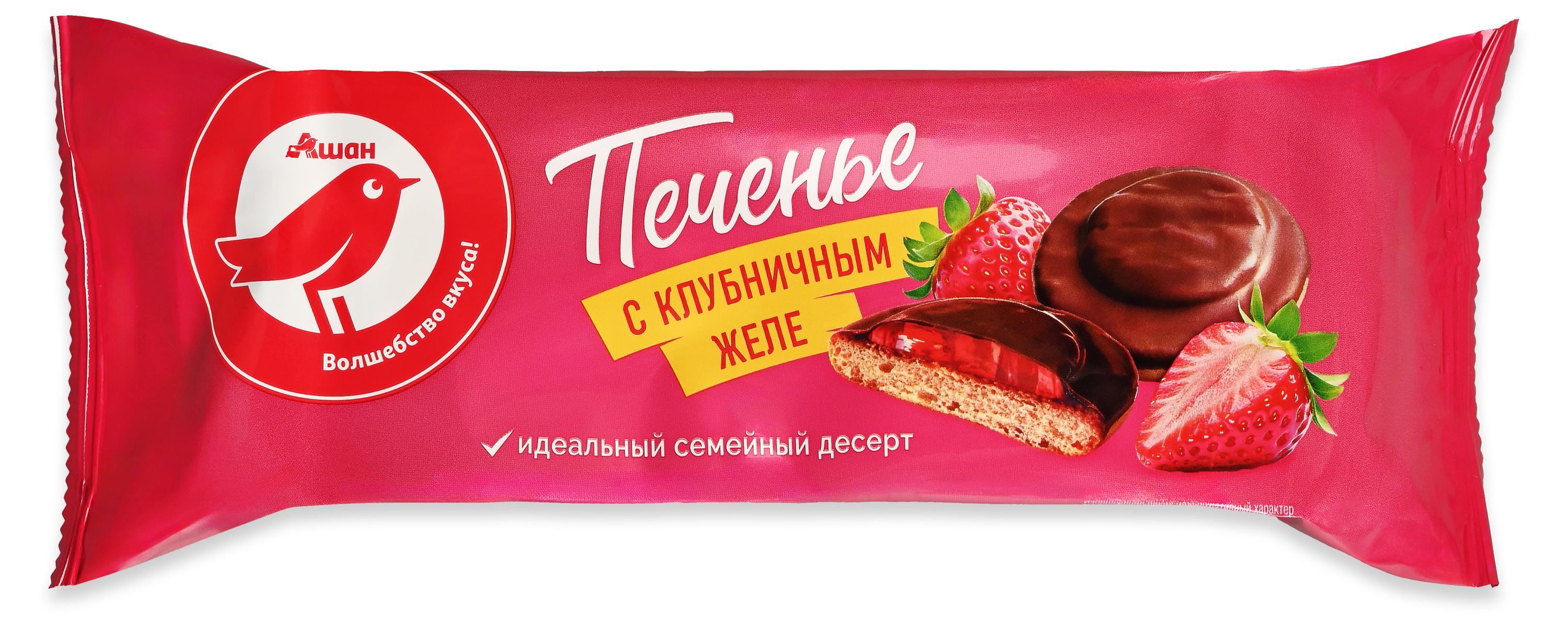 Печенье АШАН Красная птица с клубничным желе, 133 г