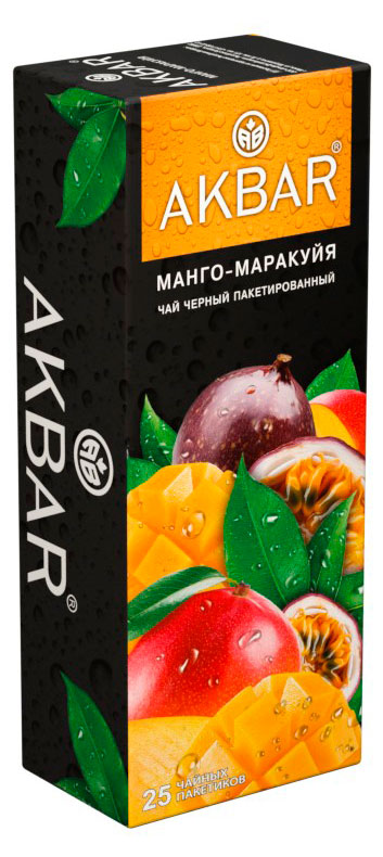 Чай черный AKBAR со вкусом манго маракуйя, 25 шт х 1,5 г