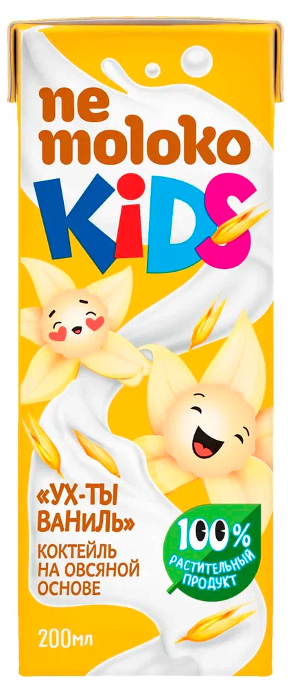 Коктейль детский на овсяной основе Nemoloko Kids с ароматом ванили 3% БЗМЖ, 200 мл