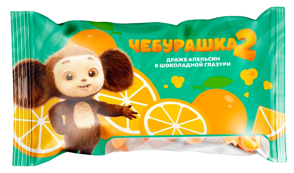 Попкорн готовый Чебурашка в белой шоколадной глазури со вкусом апельсина, 70 г