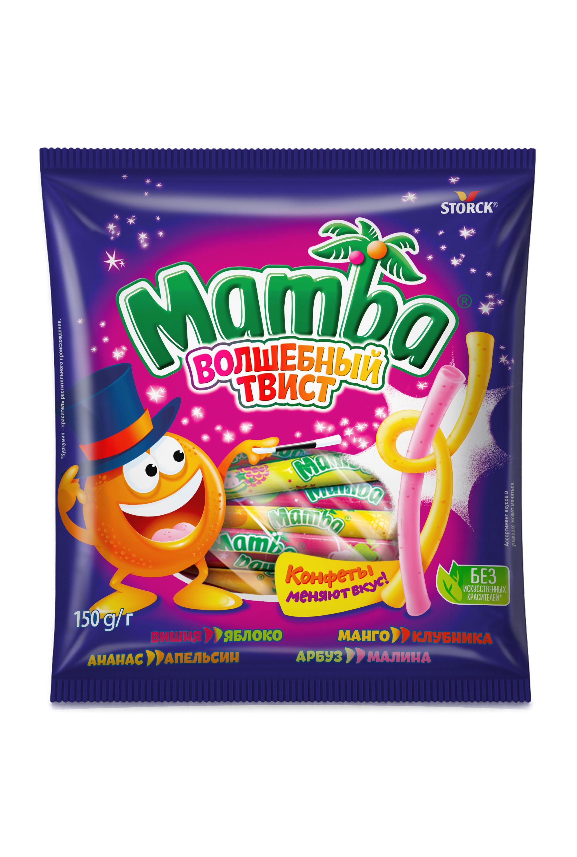 Конфеты жевательные Mamba Волшебный твист фруктовое ассорти, 150 г