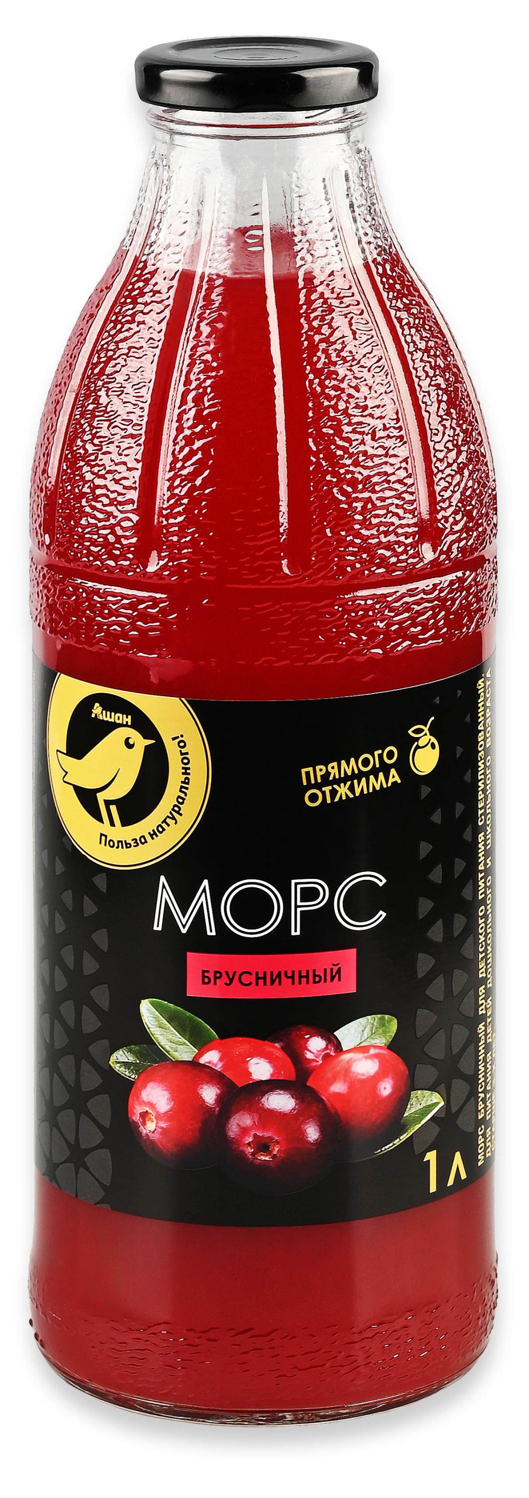 Морс АШАН Золотая птица брусничный, 1 л