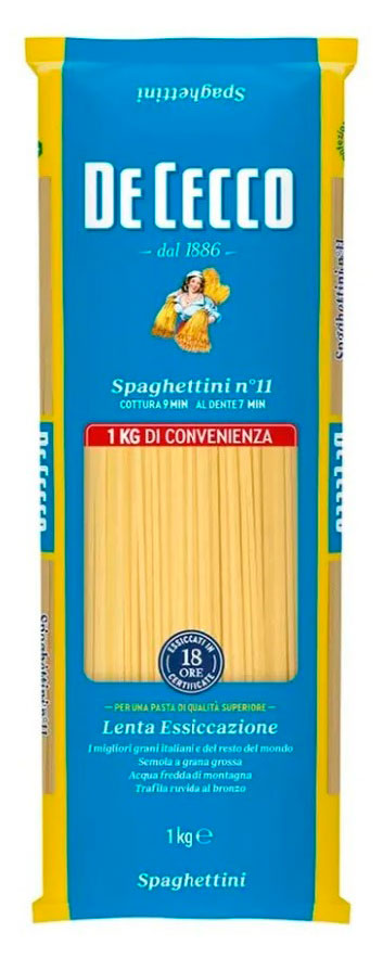 Макаронные изделия De Cecco Spaghettini Спагеттини 11 Италия, 1 кг