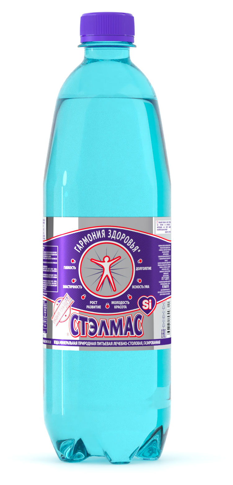Вода минеральная лечебно-столовая Стэлмас Кремнистая газированная, 1 л