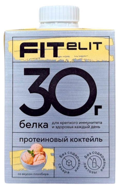 Коктейль молочный FITelit ультрапастеризованный обезжиренный высокобелковый со вкусом пломбира без сахара и лактозы, 500 г