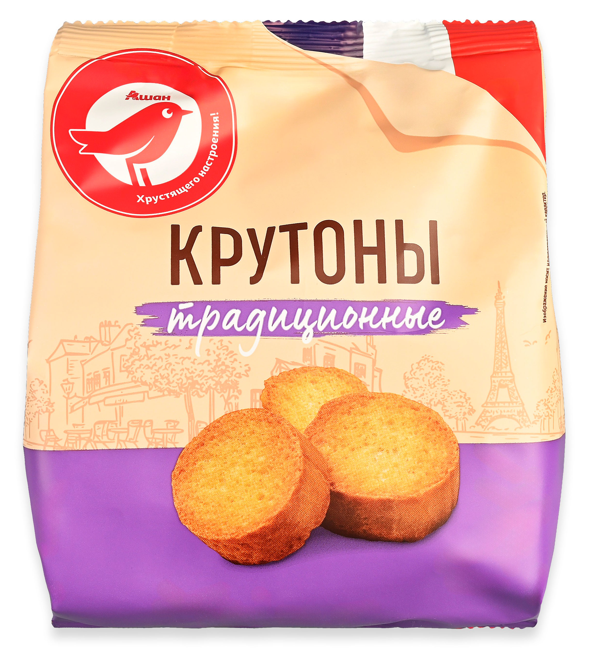 Сухари АШАН Красная птица Крутоны традиционные, 100 г