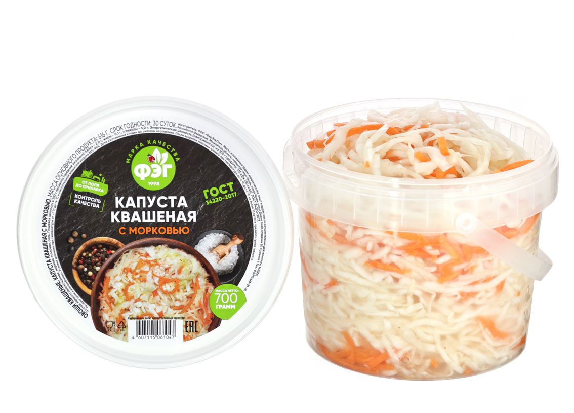 Капуста квашеная ФЭГ с морковью, 700 г