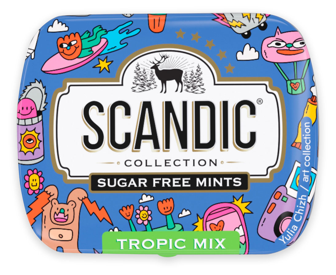 Конфеты драже Scandic без сахара со вкусом Тропический микс, 14 г
