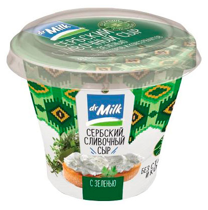 Сыр сливочный творожный с зеленью Dr.Milk Сербия 55% БЗМЖ, 150 г