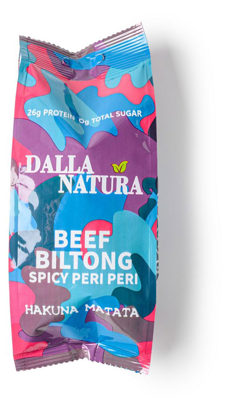 Мясные снеки сыровяленые Dalla Natura Beef Biltong Spicy Peri Peri из говядины острые, 28 г