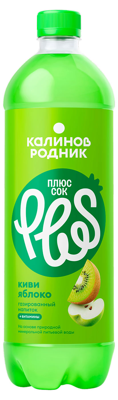 Вода газированная Калинов Родник Плюс Сок со вкусом Киви-Яблоко, 1 л