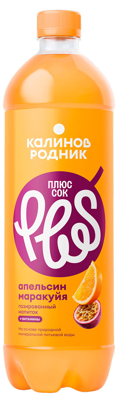Вода газированная Калинов Родник Плюс Сок со вкусом Апельсин-Маракуйя, 1 л