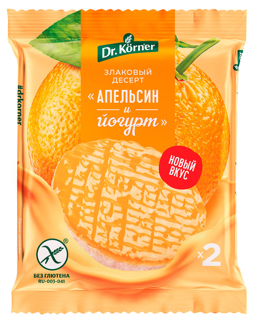 Хлебцы рисовые Dr. Korner апельсиновые с йогуртом без глютена, 34 г
