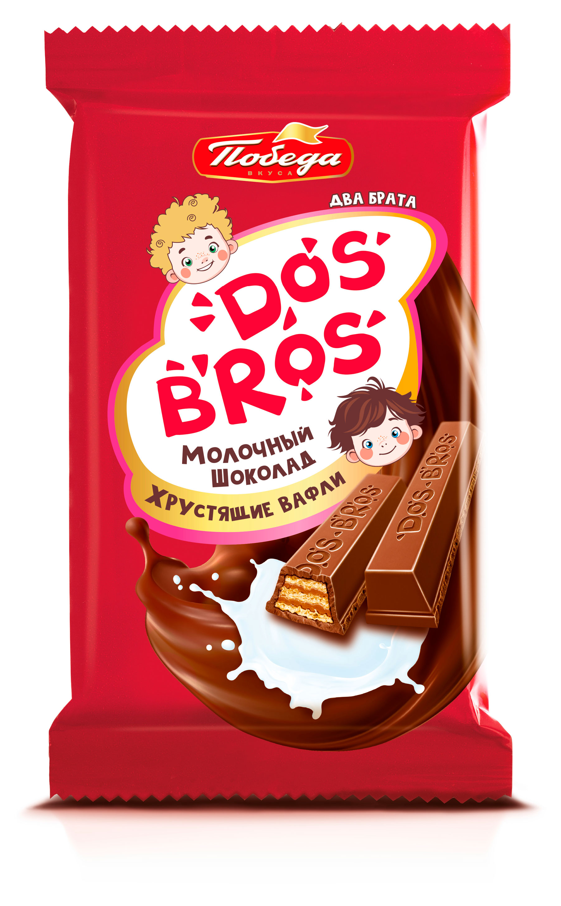Шоколад молочный Победа вкуса Дос-Брос Хрустящие вафли, 37 г