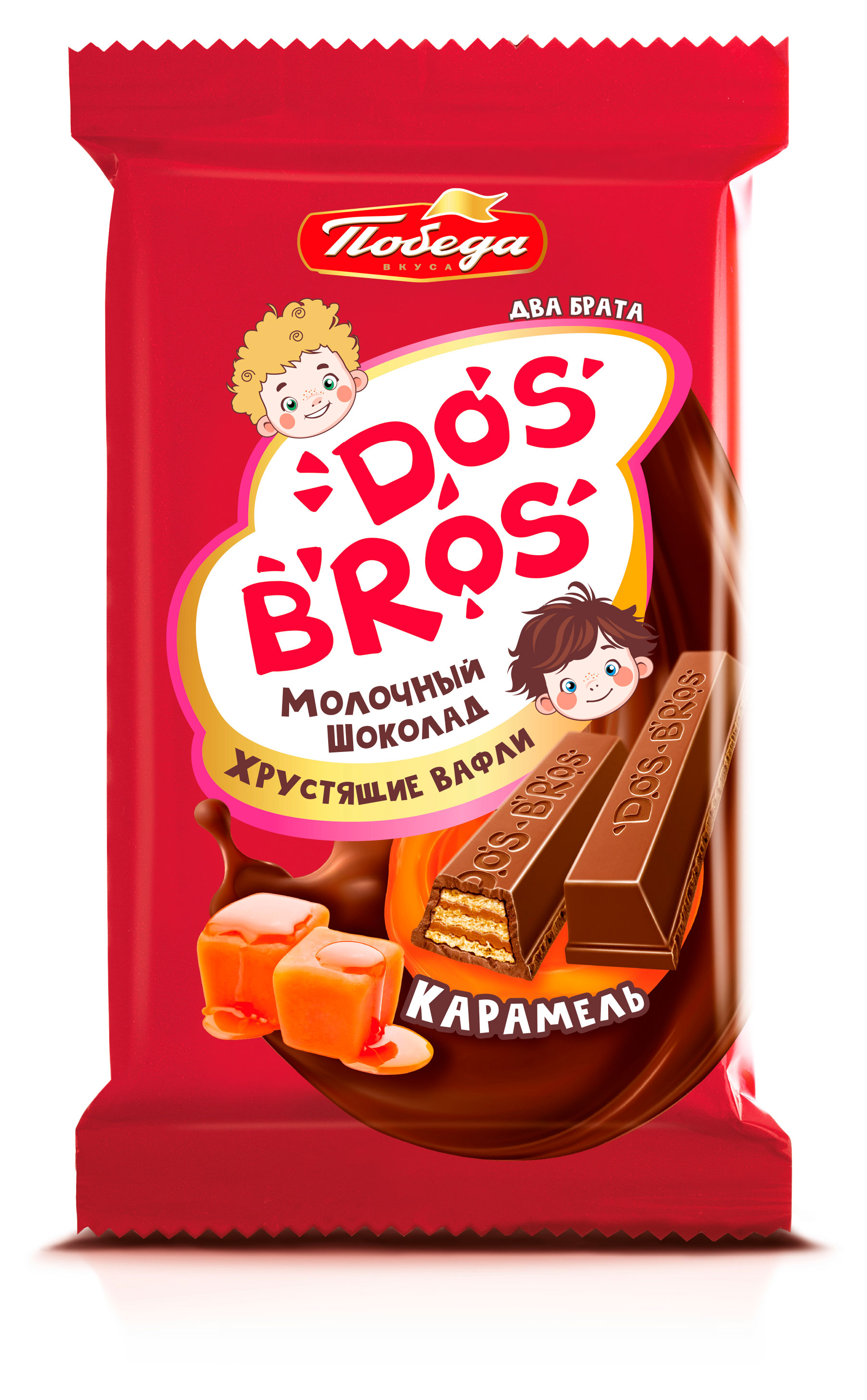 Шоколад молочный Победа вкуса Дос-Брос Хрустящие вафли Карамель, 37 г