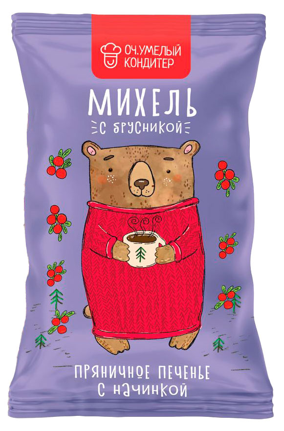 Печенье сдобное пряничное Оч.Умелый Кондитер Михель с брусничной начинкой, 80 г