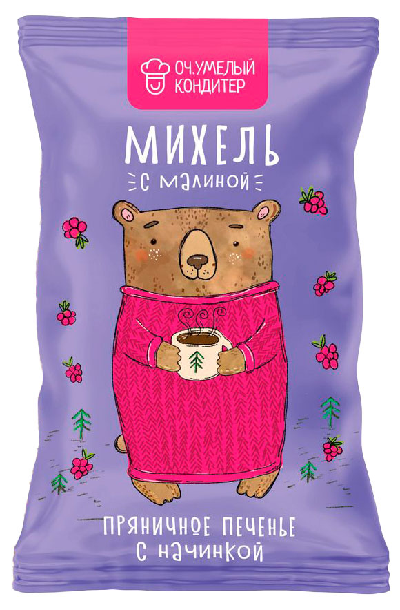Печенье сдобное пряничное Оч.Умелый Кондитер Михель с малиновой начинкой, 80 г