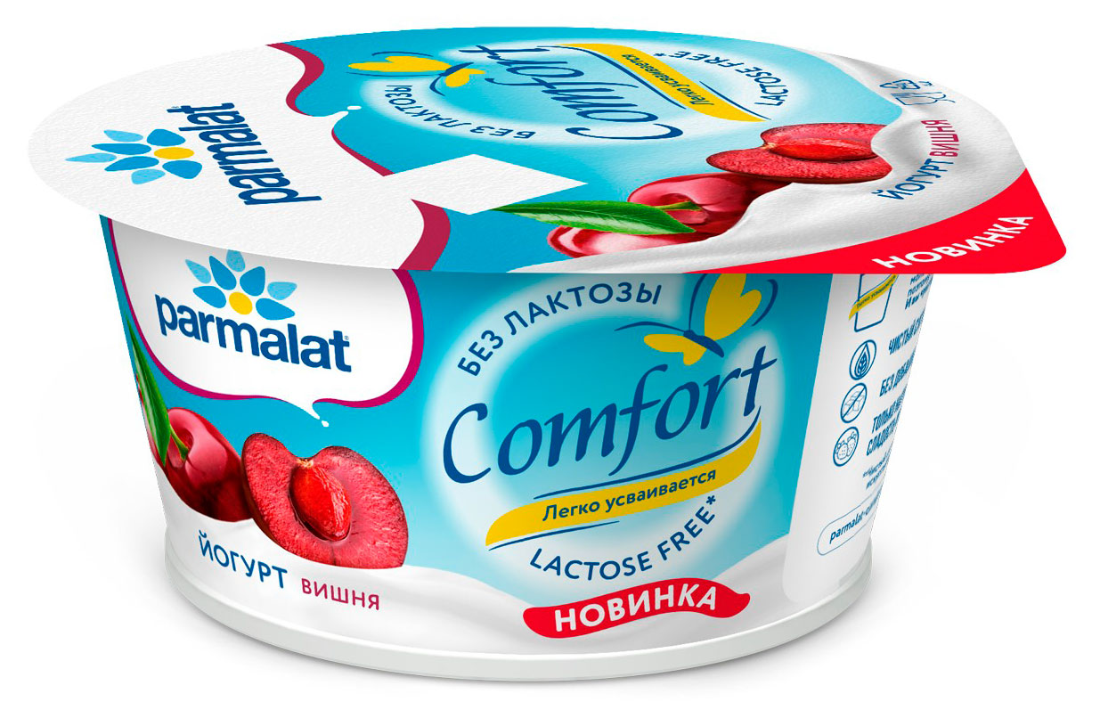 Йогурт густой Parmalat Comfort безлактозный вишня 2,9%, 130 г