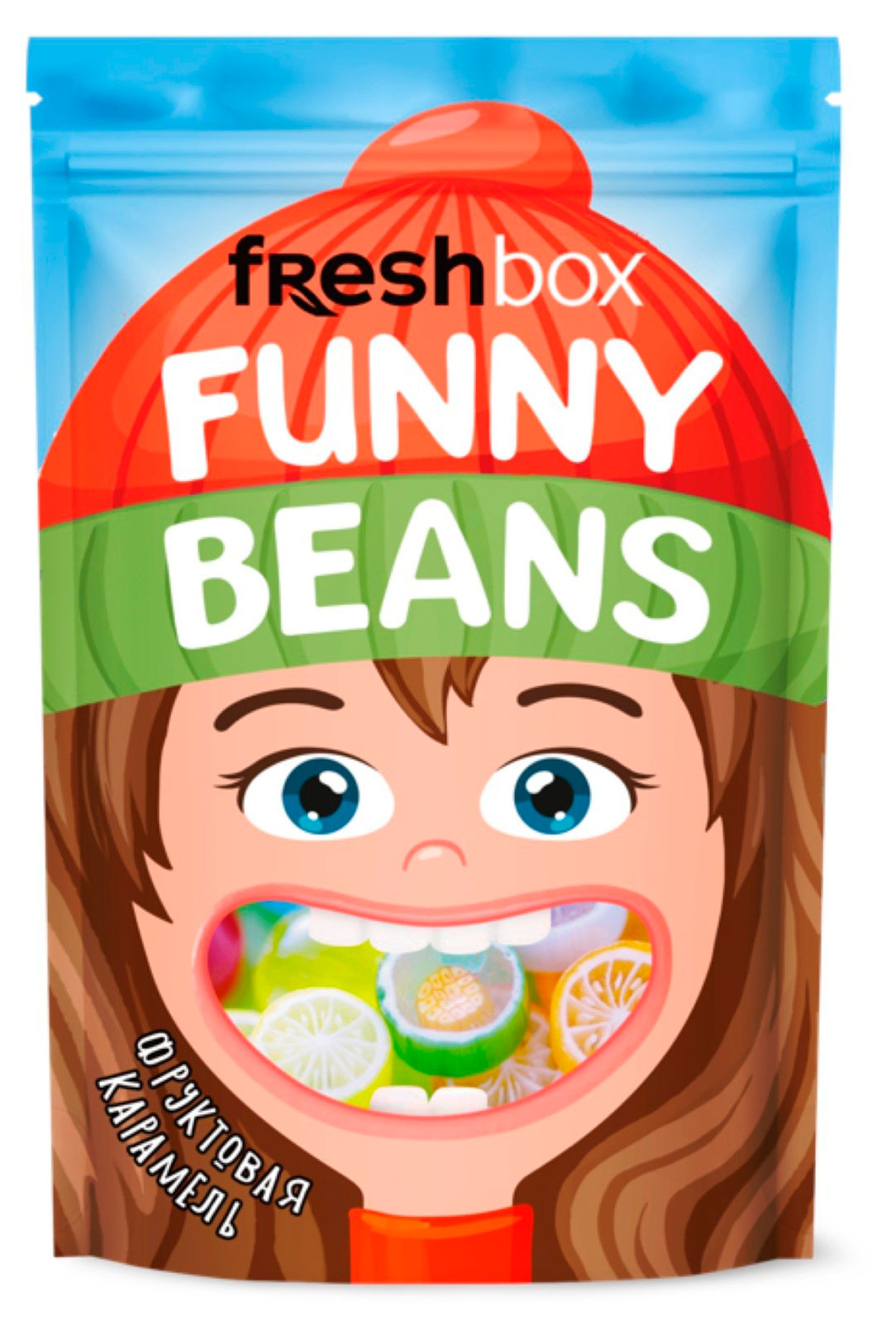 Карамель Freshbox Funny Beans фруктовое ассорти, 30 г