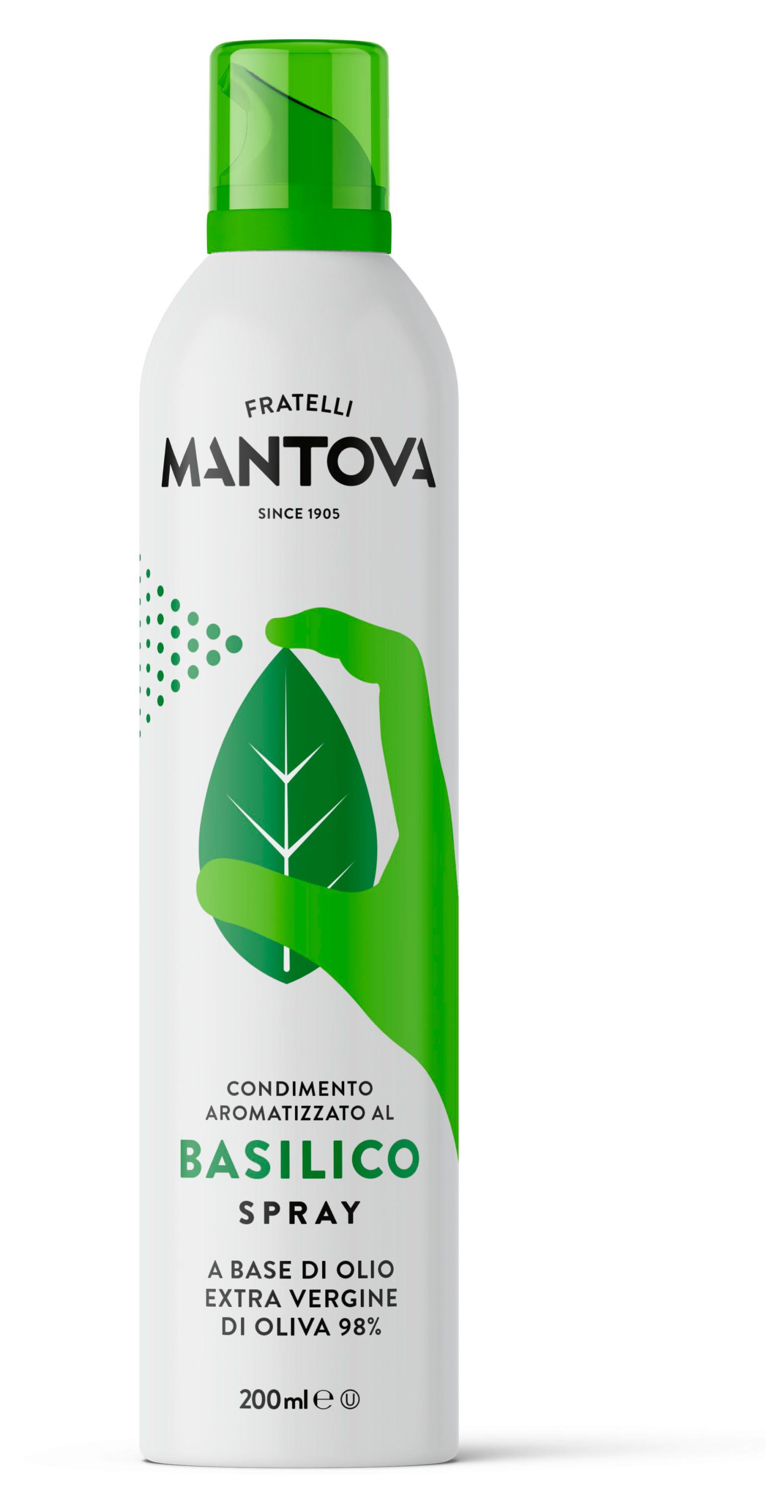 Масло-спрей оливковое Fratelli Mantova Extra Virgin нерафинированное с базиликом Италия, 200 мл
