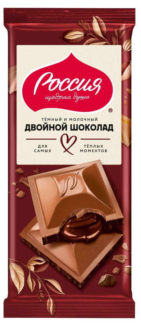 Шоколад темный Россия - Щедрая душа! Двойной шоколад, 75 г