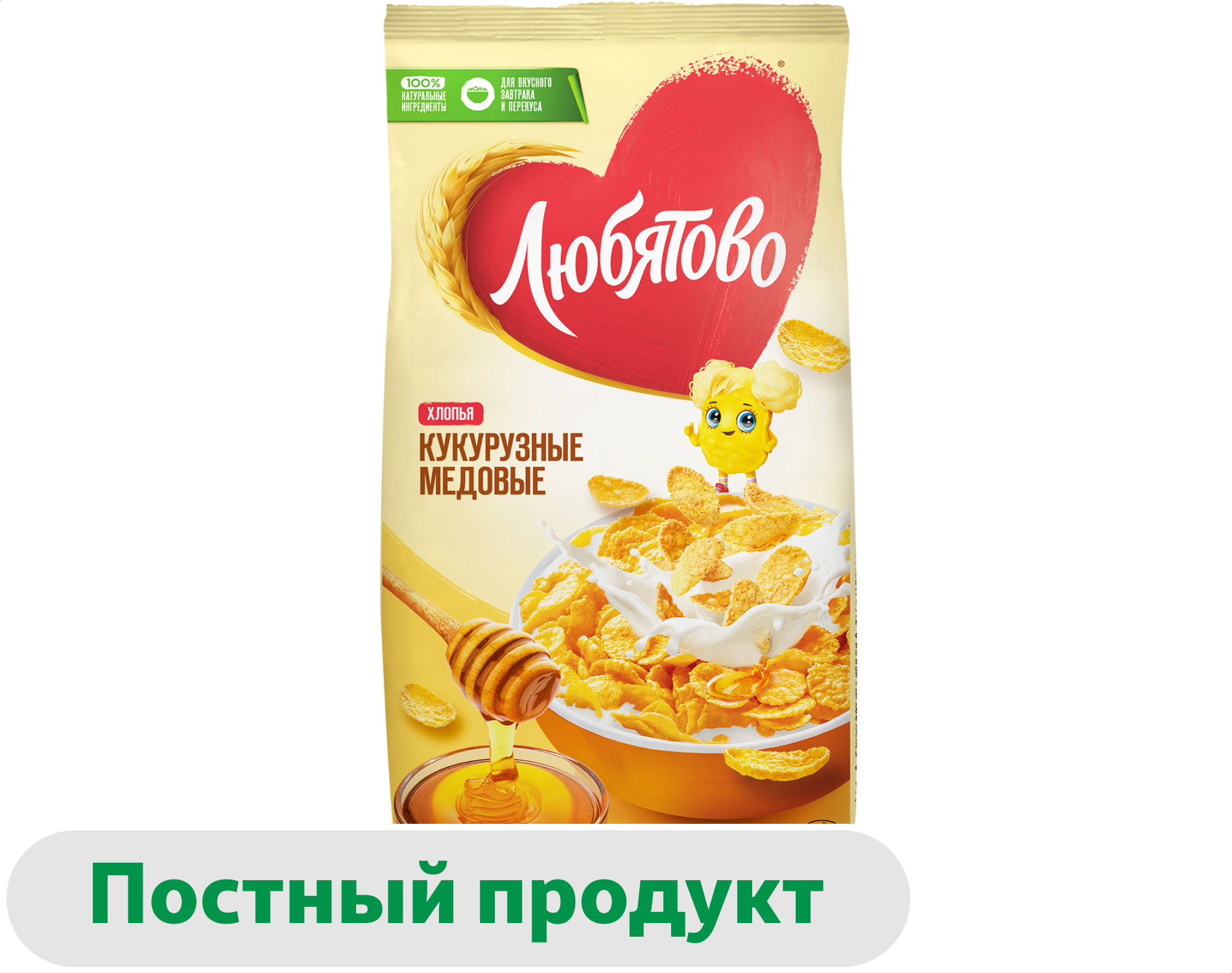 Готовый завтрак Любятово хлопья кукурузные медовые, 250 г