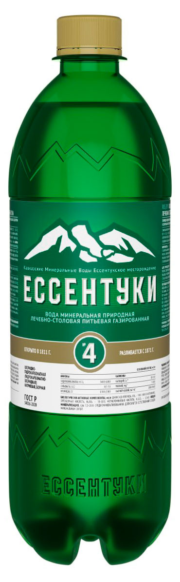 Вода минеральная лечебно-столовая Ессентуки 4 газированная, 750 мл