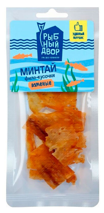 Минтай вяленый Рыбный Двор филе-кусочки, 50 г