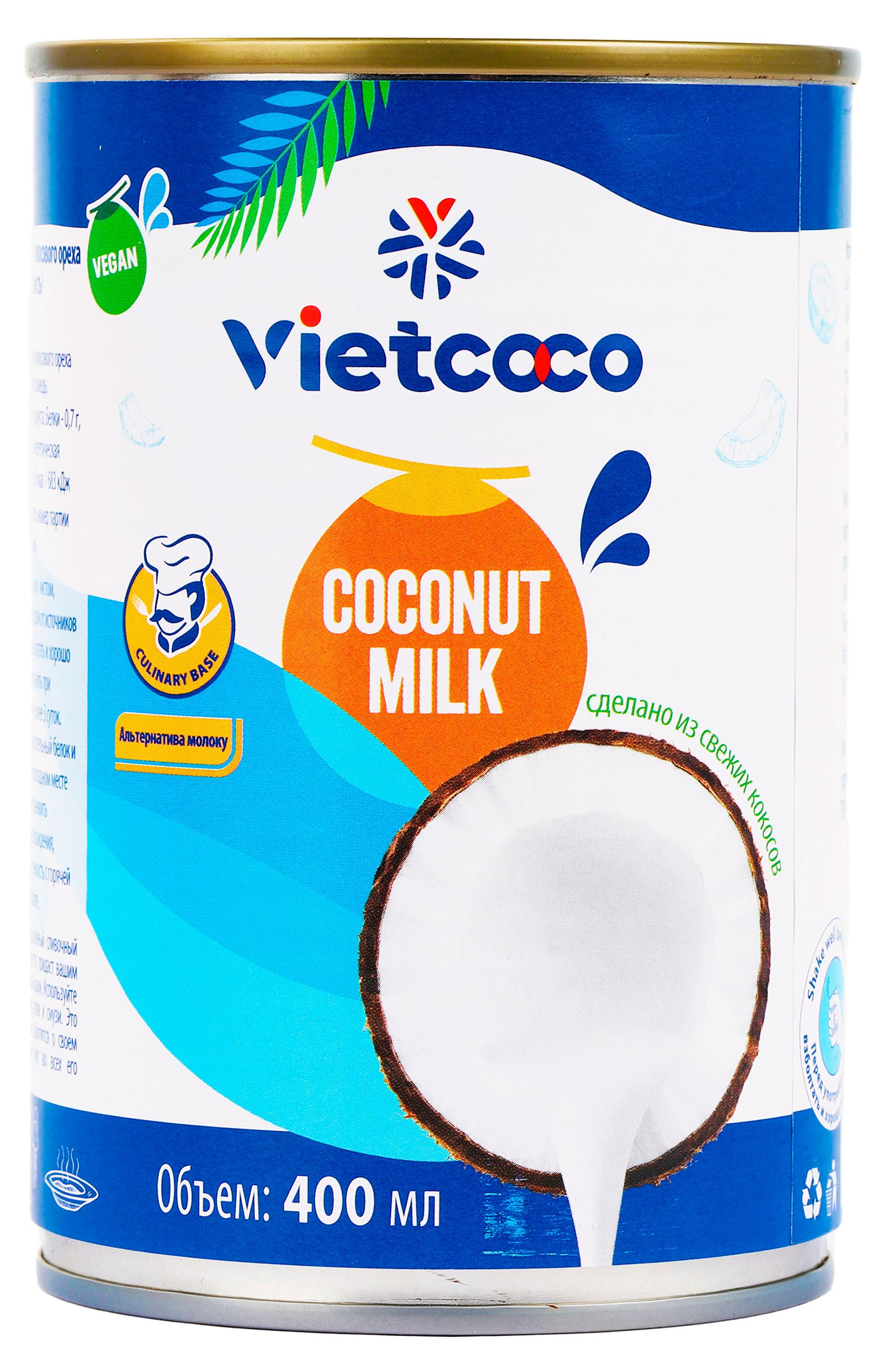 Молоко кокосовое Vietcoco 17-19% Вьетнам, 400 мл