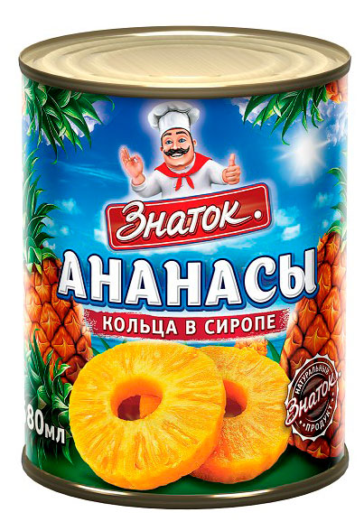Ананас консервированный Знаток кольца в сиропе Вьетнам, 565 г