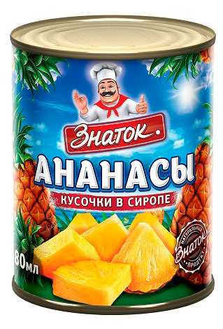 Ананас консервированный Знаток кусочки в сиропе Таиланд, 565 г