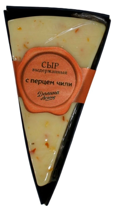 Сыр полутвердый Долина Легенд выдержанный с перцем чили халяль 50% БЗМЖ, 150 г