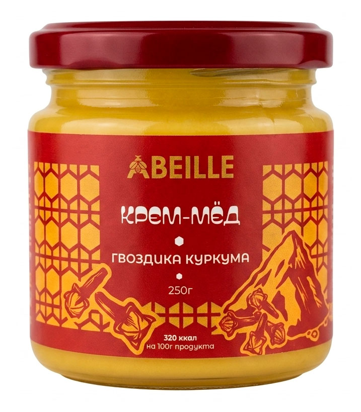 Крем-мед цветочный Abeille с куркумой и гвоздикой, 250 г