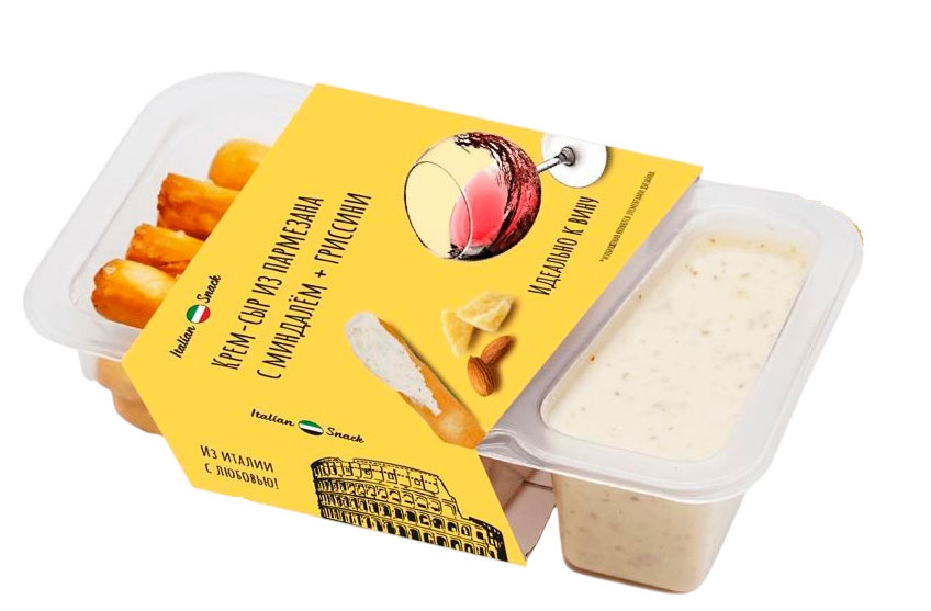Крем-сыр Пармезан Italian snack с миндалем и гриссини БЗМЖ, 50 г