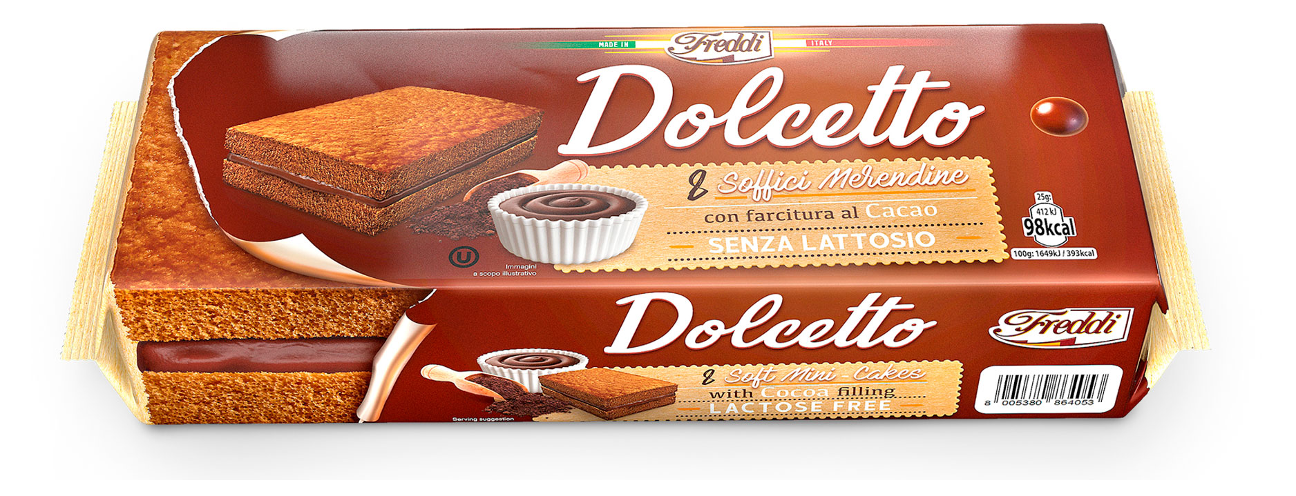Мини-пирожные воздушно-бисквитные Freddi Dolcetto Шоколад Италия, 200 г