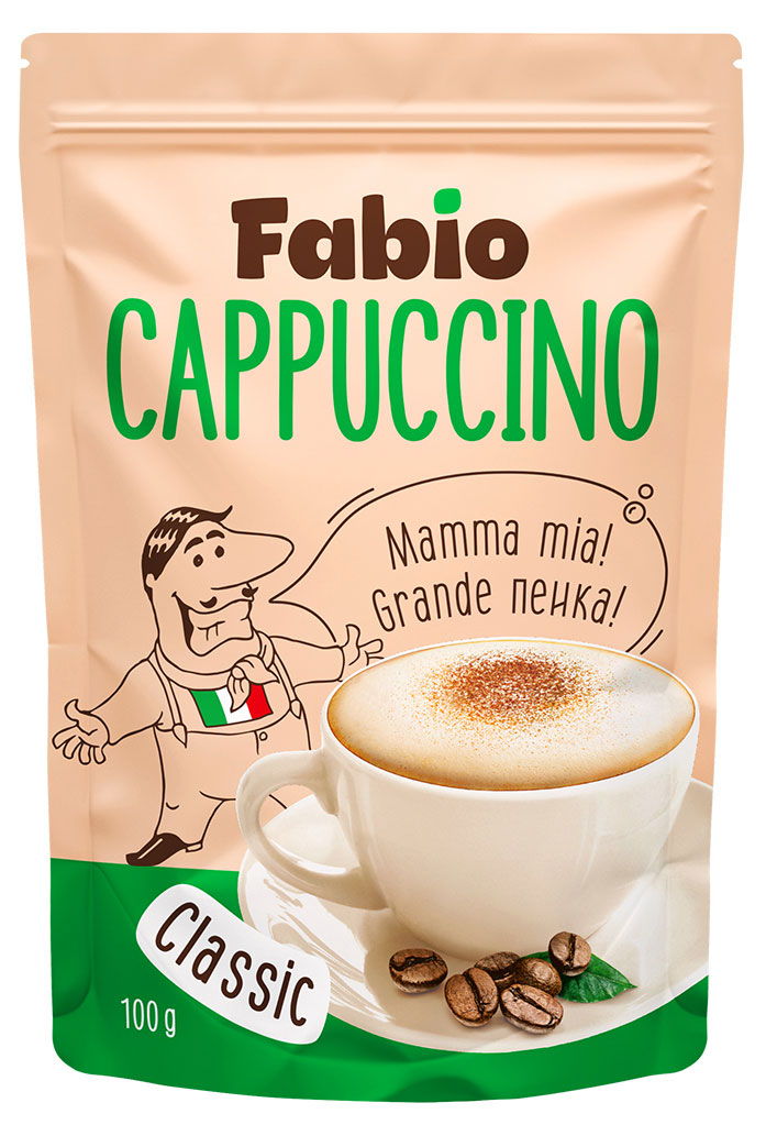 Напиток кофейный растворимый Fabio Cappuccino Сlassic Беларусь, 100 г