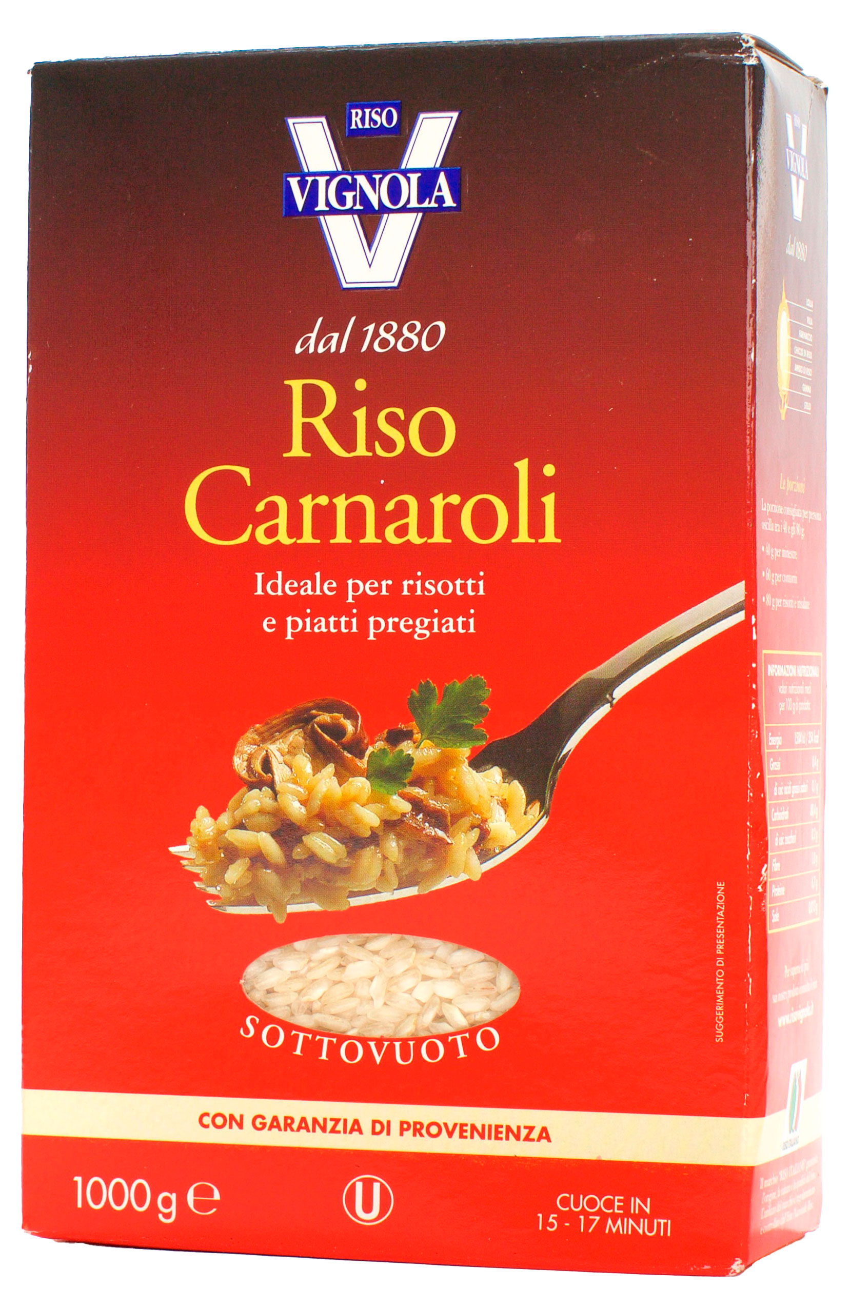 Рис Riso Vignola Карнароли белый длиннозерный Италия, 1 кг