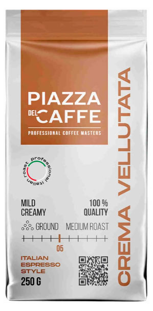 Кофе молотый Piazza del Caffe Crema Vellutata Крема Велютата, 250 г