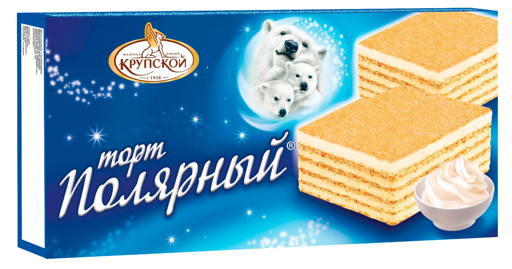 Торт вафельный Фабрика имени Крупской Полярный с воздушной сливочной начинкой, 213 г