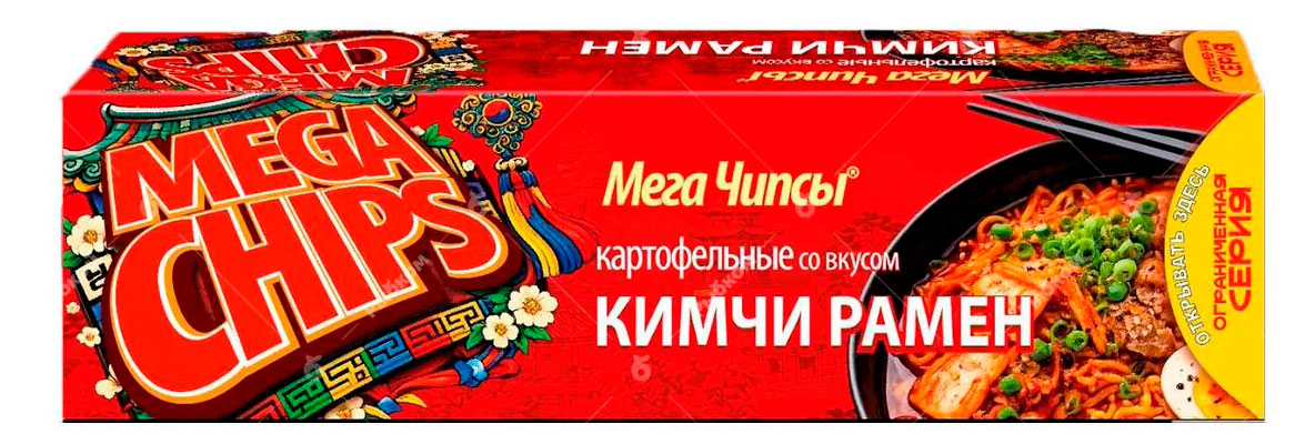Чипсы картофельные Mega Chips в пластинах кимчи рамен, 100 г