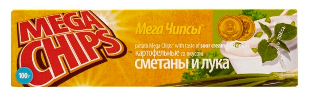 Чипсы картофельные Mega Chips в пластинах сметана и лук, 100 г