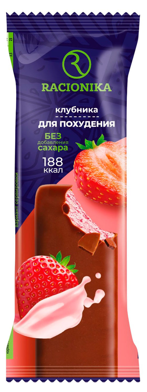 Батончик глазированный Racionika со вкусом клубники, 60 г