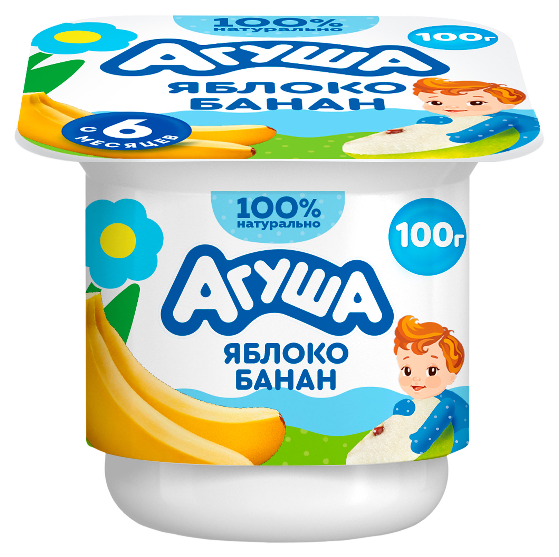 Творог детский Агуша фруктовый яблоко-банан 3,9% с 6 мес., 100 г