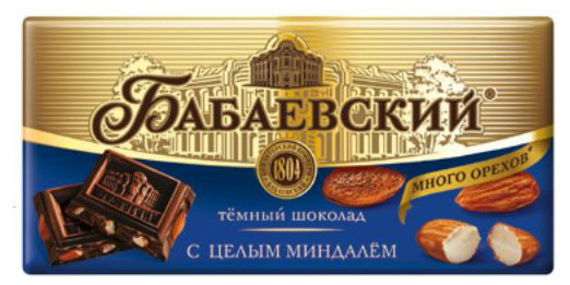 Шоколад Бабаевский темный с цельным миндалем, 90 г