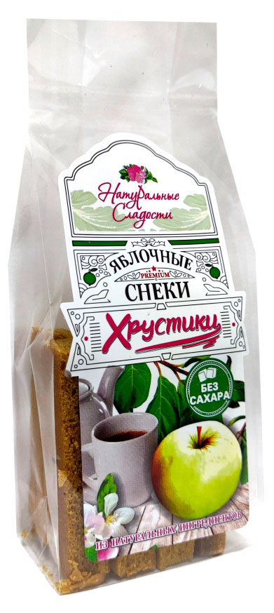 Снеки яблочные Натуральные сладости Хрустики без сахара, 50 г