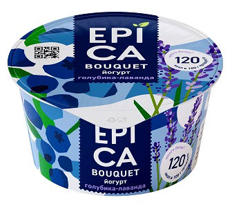 Йогурт густой ложковый EPICA Bouquet с голубикой и лавандой 4.8%, 130 г
